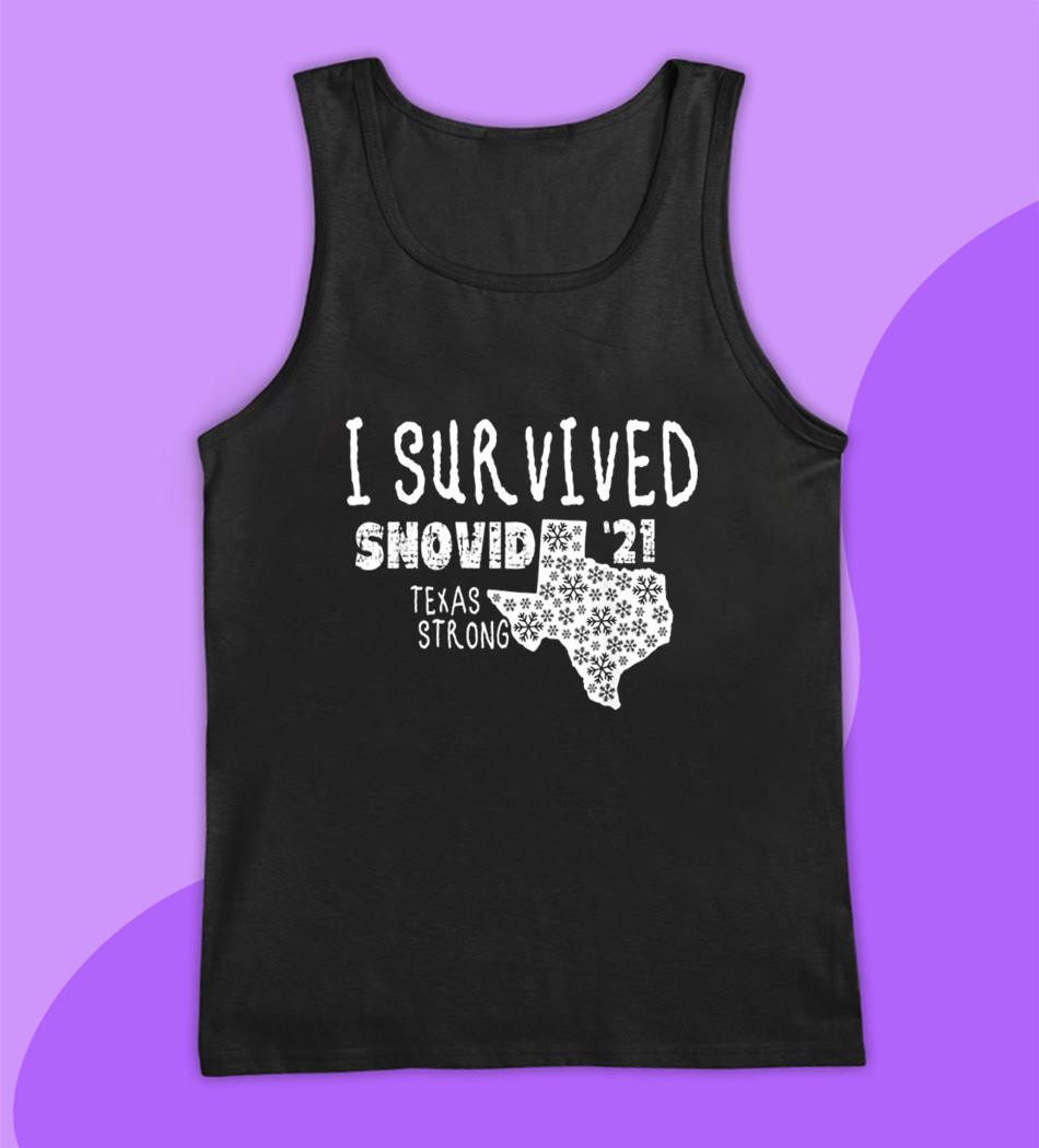 Black and white I survived Snovid 21 Texas storm t-s tank top