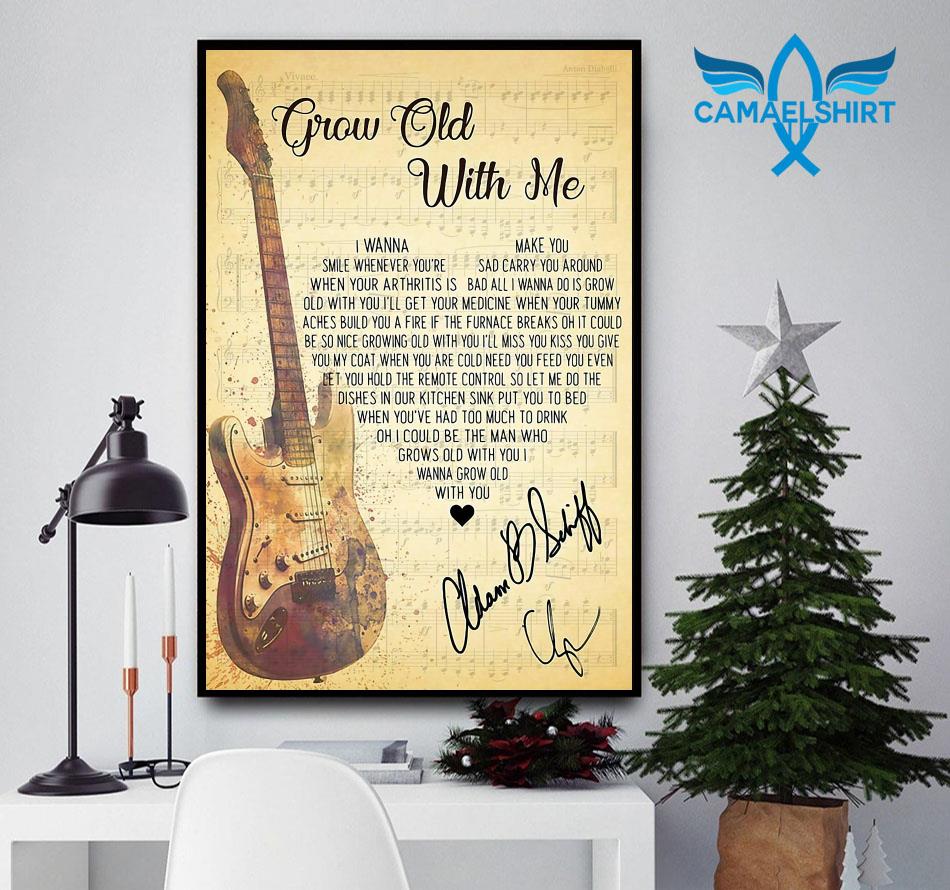 Grow old with you lyrics heart shape poster canvas