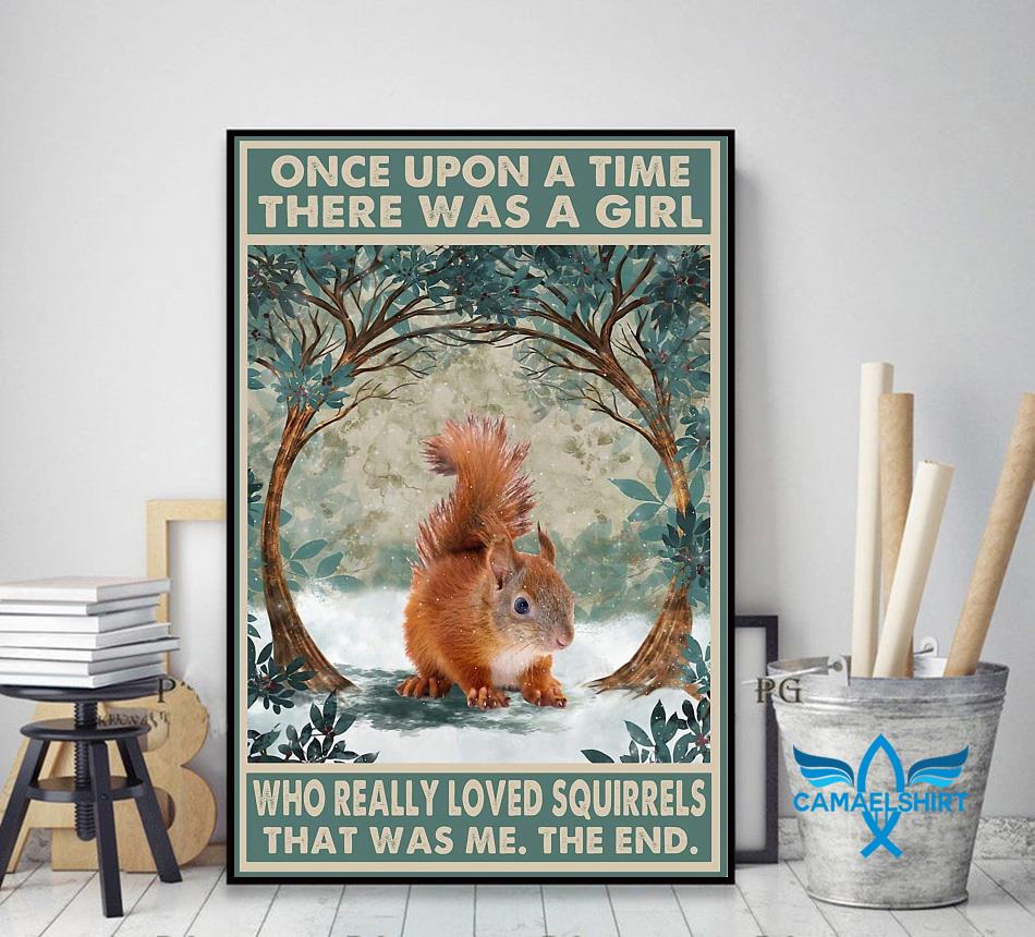 Once upon a time a girl who really loved Squirrel vintage forest poster decor art