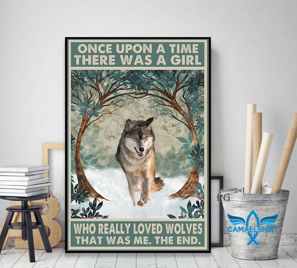 Once upon a time a girl who really loved wolves vintage poster decor art