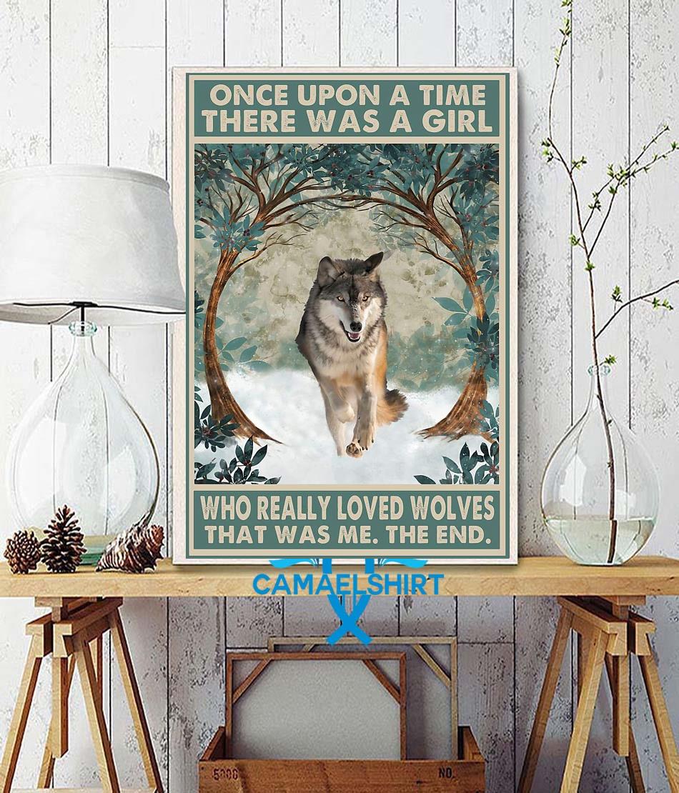 Once upon a time a girl who really loved wolves vintage poster wall decor