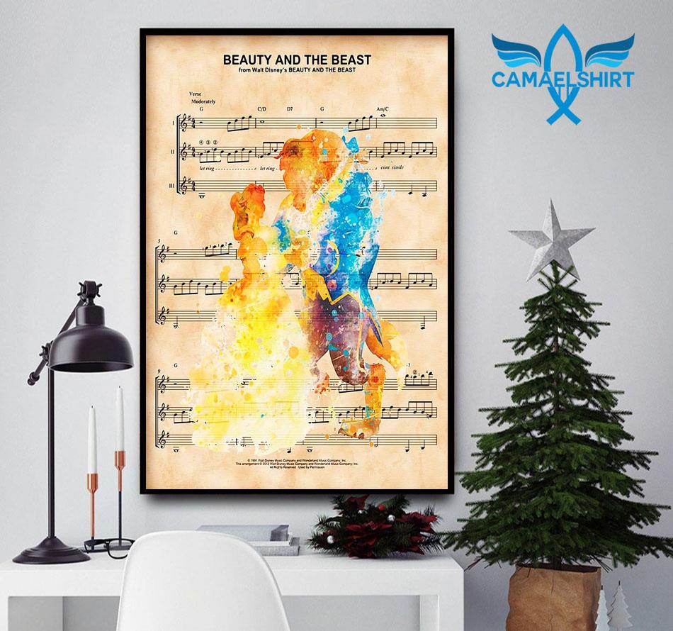 Beauty and The Beast lyrics poster, wall art, home decoration gift