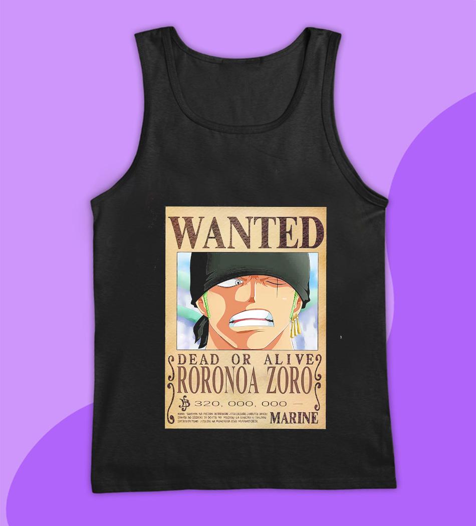 One Piece Wanted Roronoa Zoro T-shirt Vest Tank Top Men Women Unisex 2427 