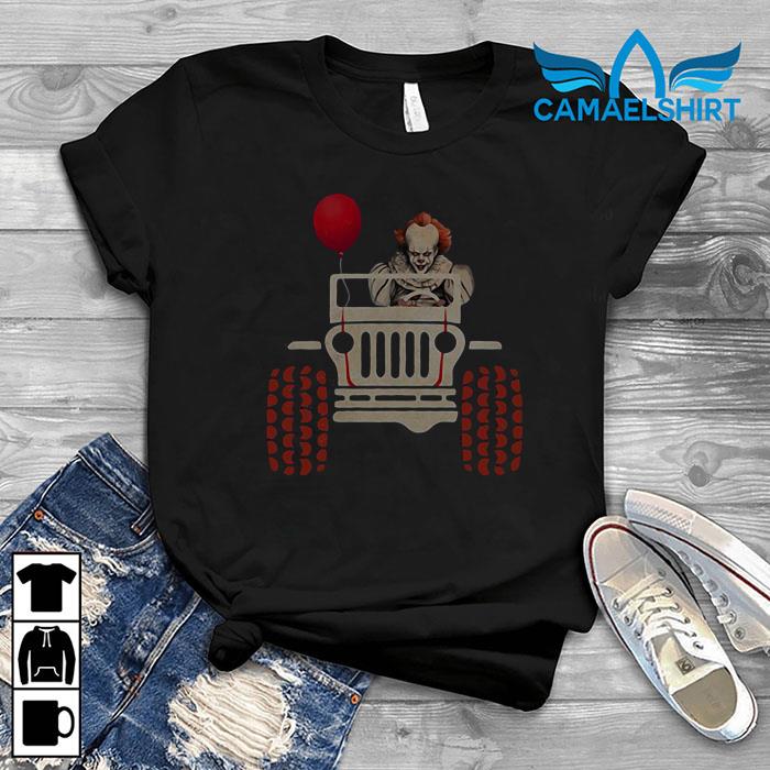Pennywise driving jeep on halloween shirt