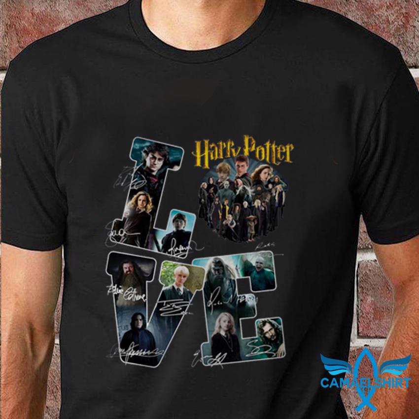 Love Harry Potter all characters signatures t-shirt