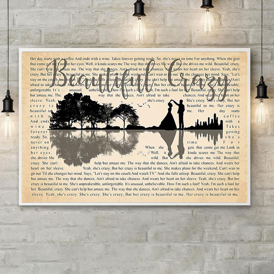 Beautiful Crazy Lyrics poster canvas, wall poster