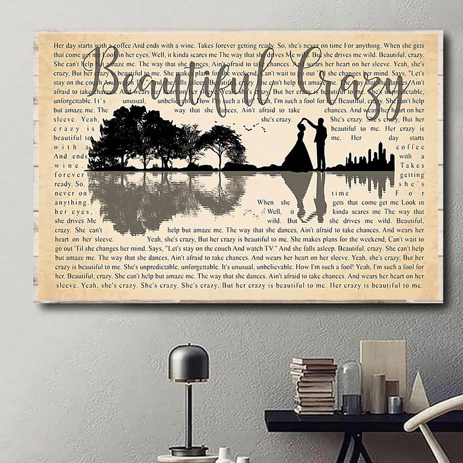 Beautiful Crazy Lyrics poster canvas, wall poster