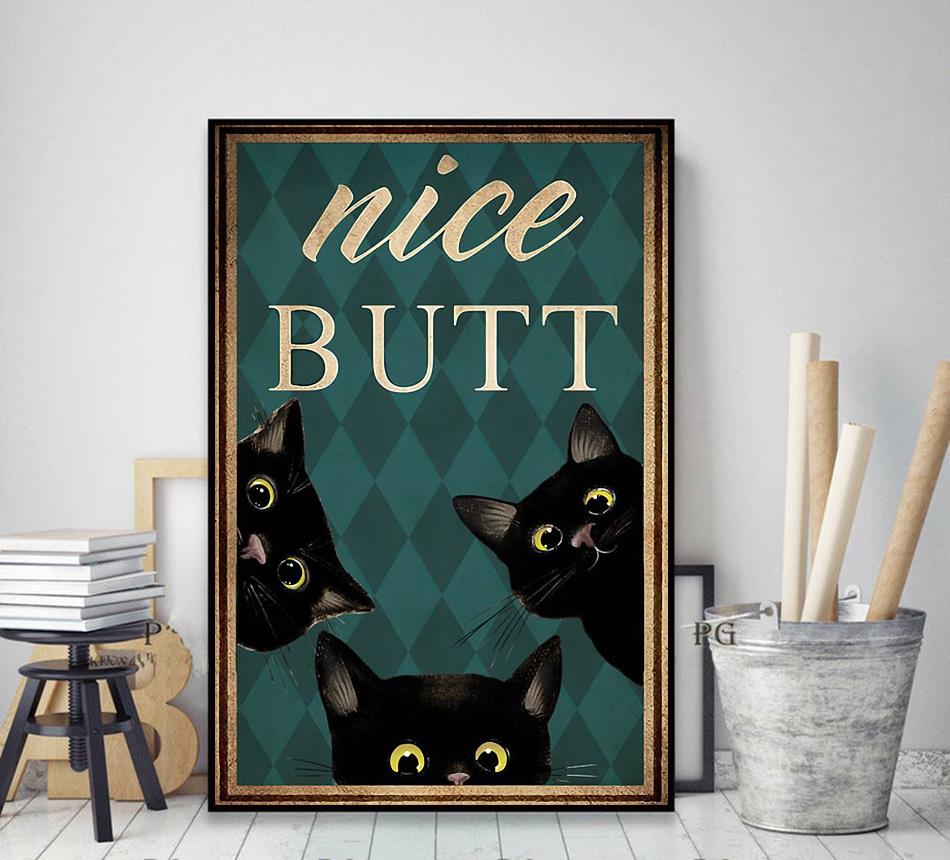 Cat Bathroom Wall Art Bathroom Signs Funny Kitty Nice Butt Bathroom Poster Cat gifts Cat Lovers Decor Cat Print