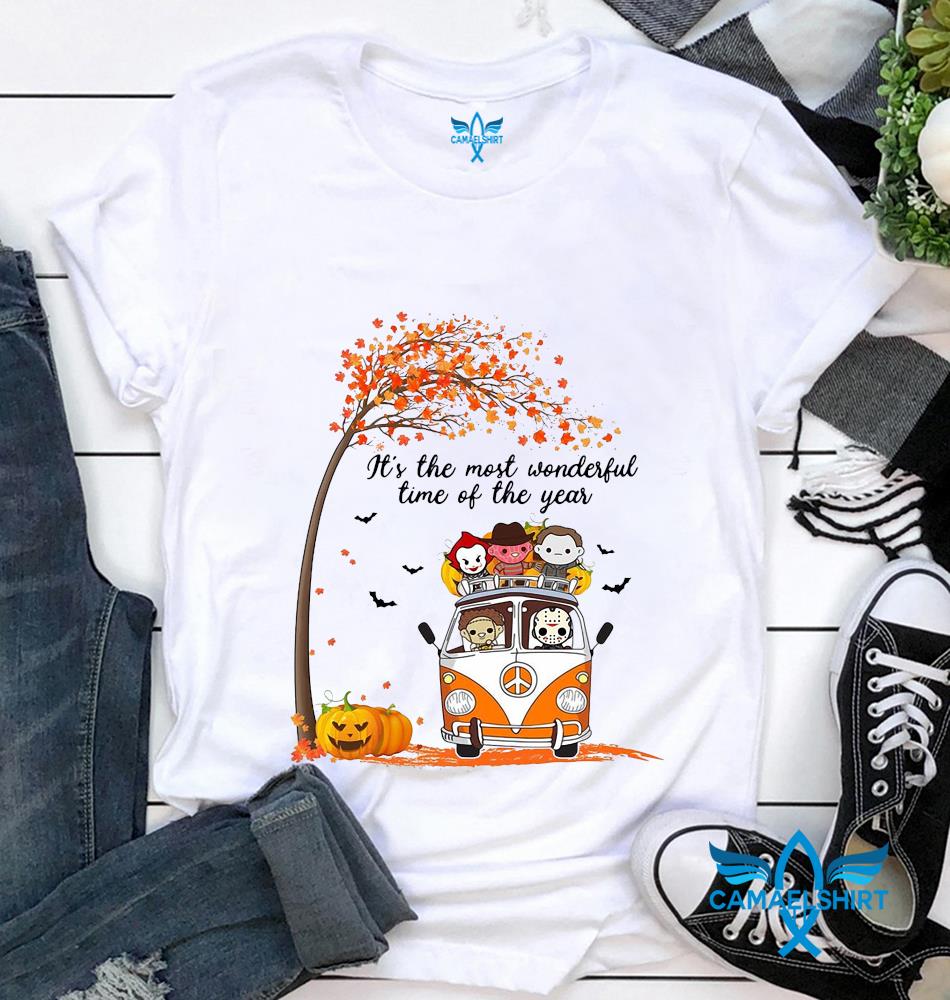 Horror Chibi Friends drive a bus in Autumn fall t-shirt - Camaelshirt  Trending Tees