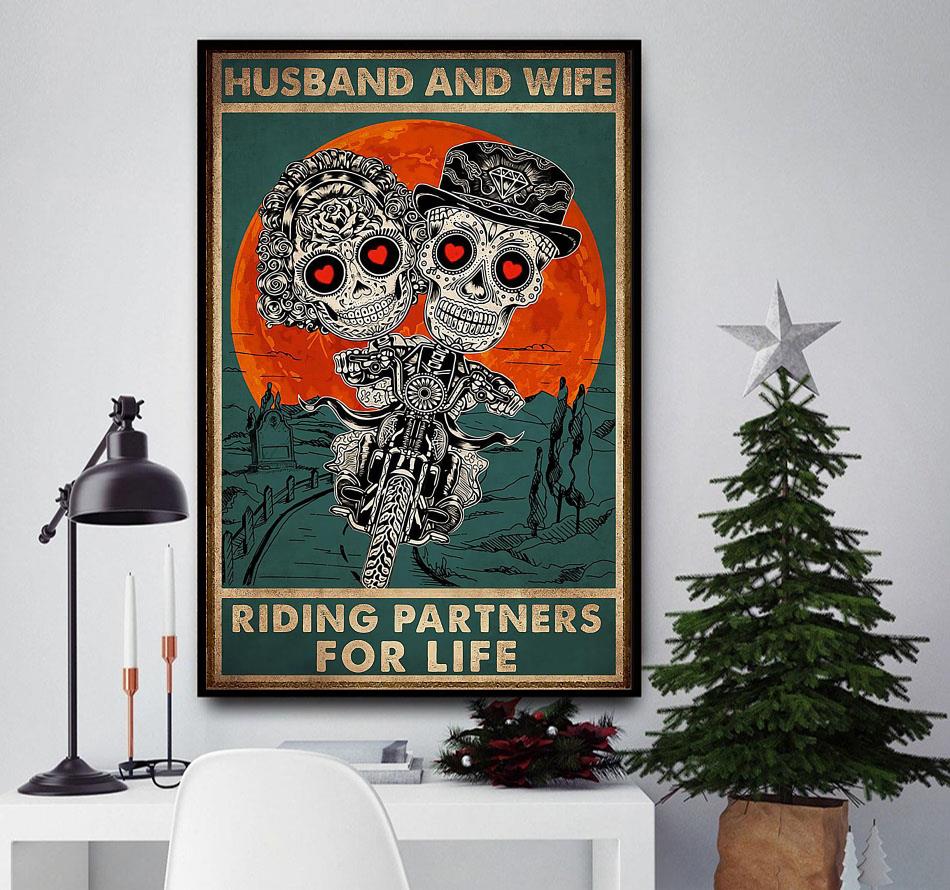 Husband and wife riding partners for life poster - Camaelshirt Trending Tees