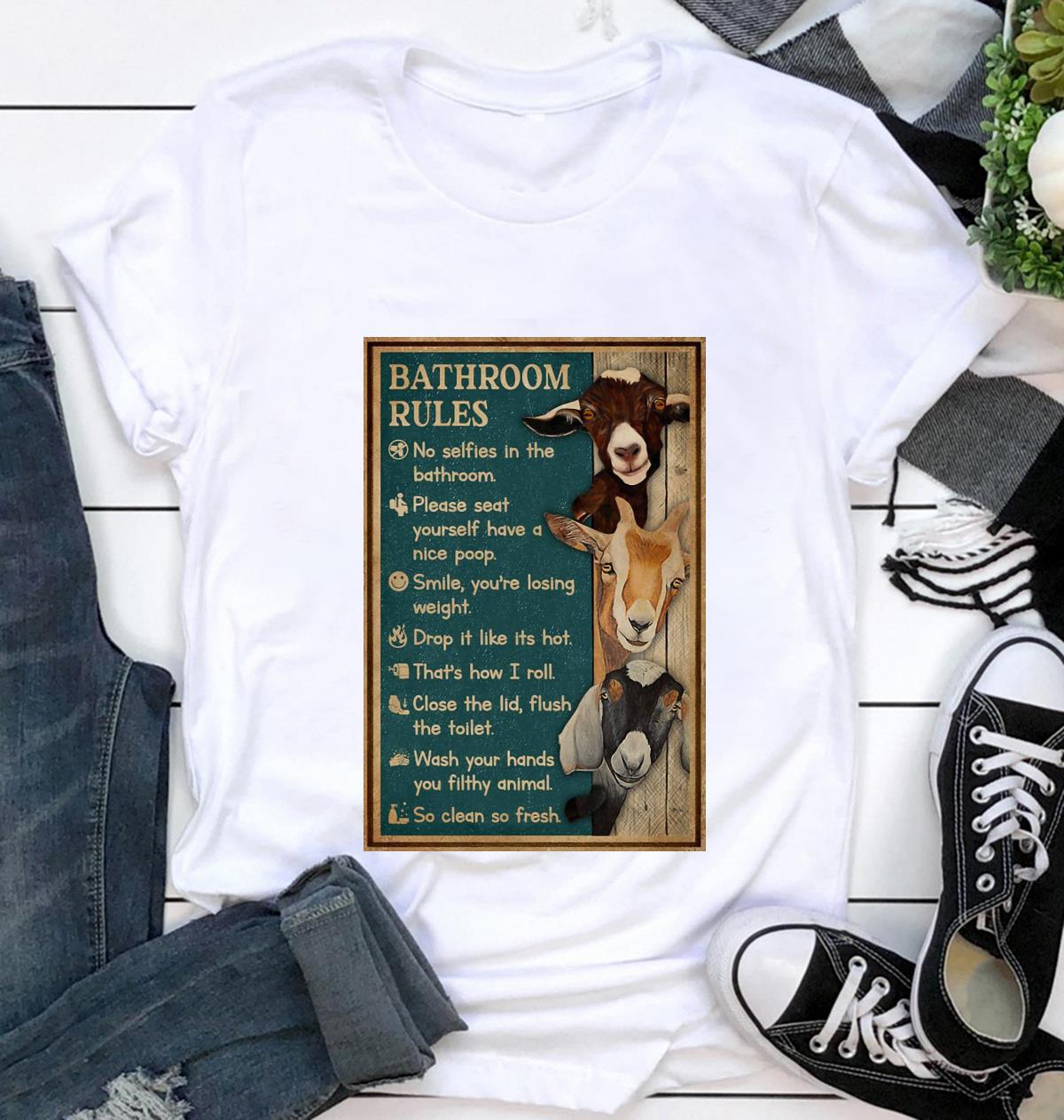 Vintage bathroom rules goat poster - Camaelshirt Trending Tees