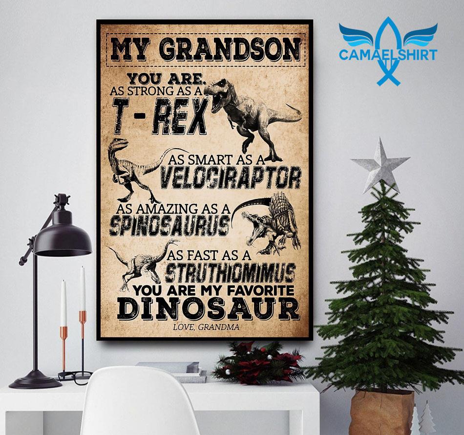 Dinosaur Poster, Grandson You Are As Strong As T-Rex, As Smart As